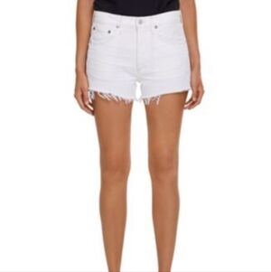 Agolde High Waist Parker White Cut Off Shorts